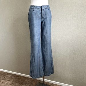 Level 99 x Anthropologie Blue Chambray Wide Leg Pants
